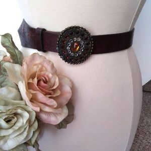 Fabio Corti Genuine Leather Brown Gemstone Belt